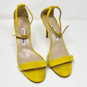 Manolo Blahnik Yellow Suede Chaos Heels